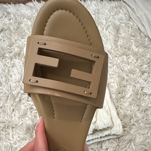 Fendi Beige Baguette Slide Sandals - Picture 8 of 12